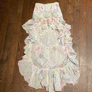 LoveShackFancy High Low Floral Skirt